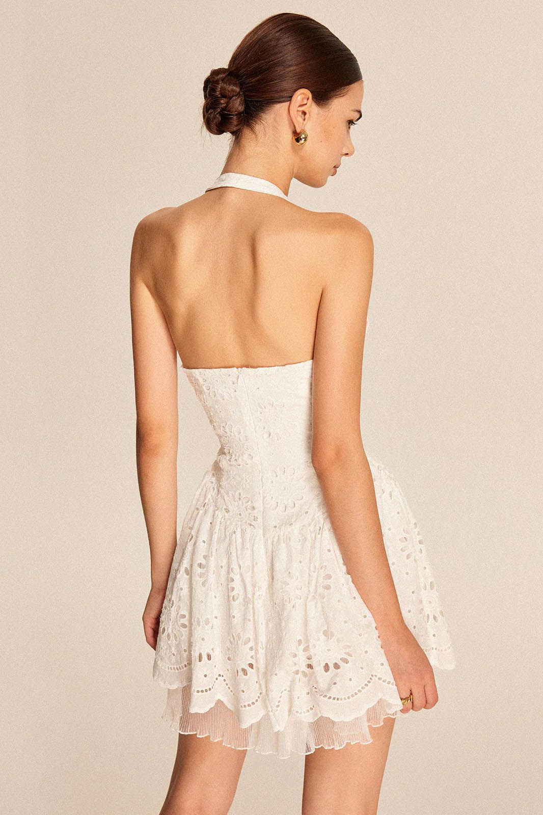 White Sexy Pure Lace Mini Dress-ROVOLE