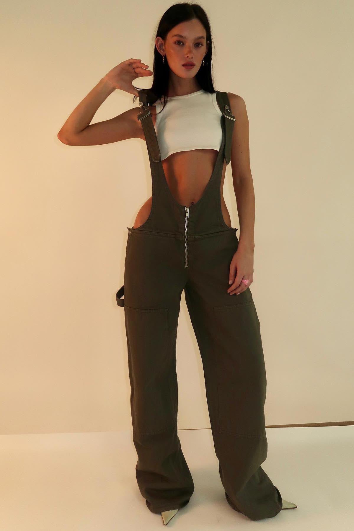 Chic Utility Denim Jumpsuit-ROVOLE