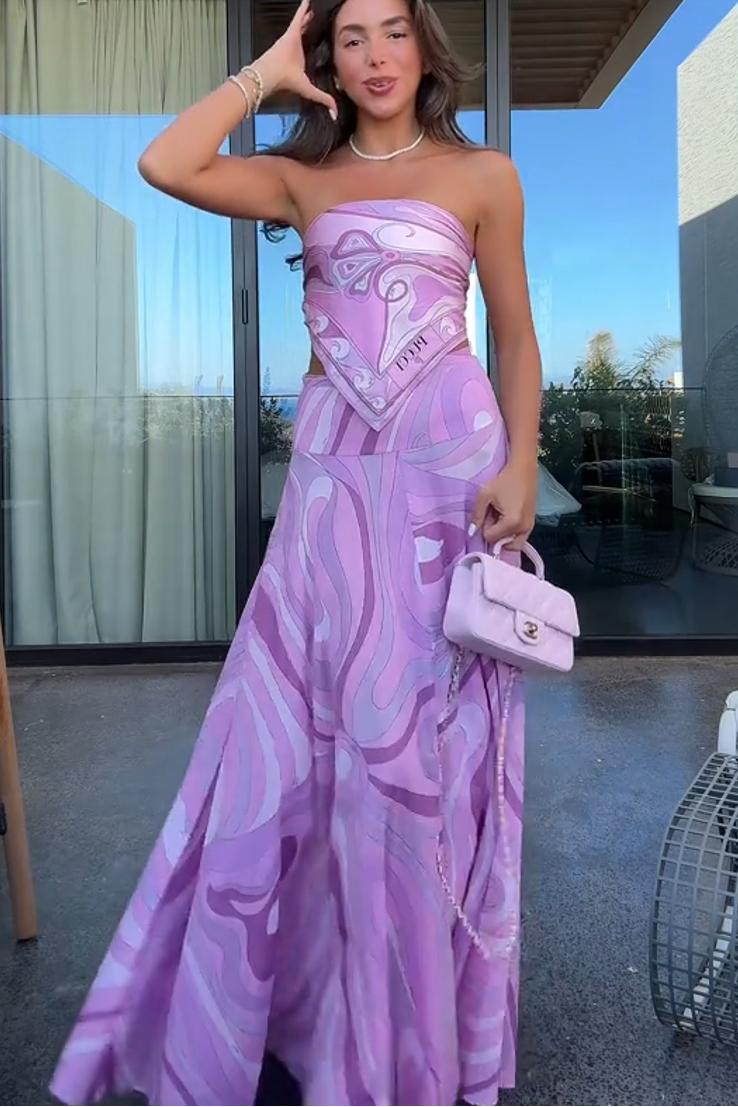 Roca Pink Skirt Set-ROVOLE