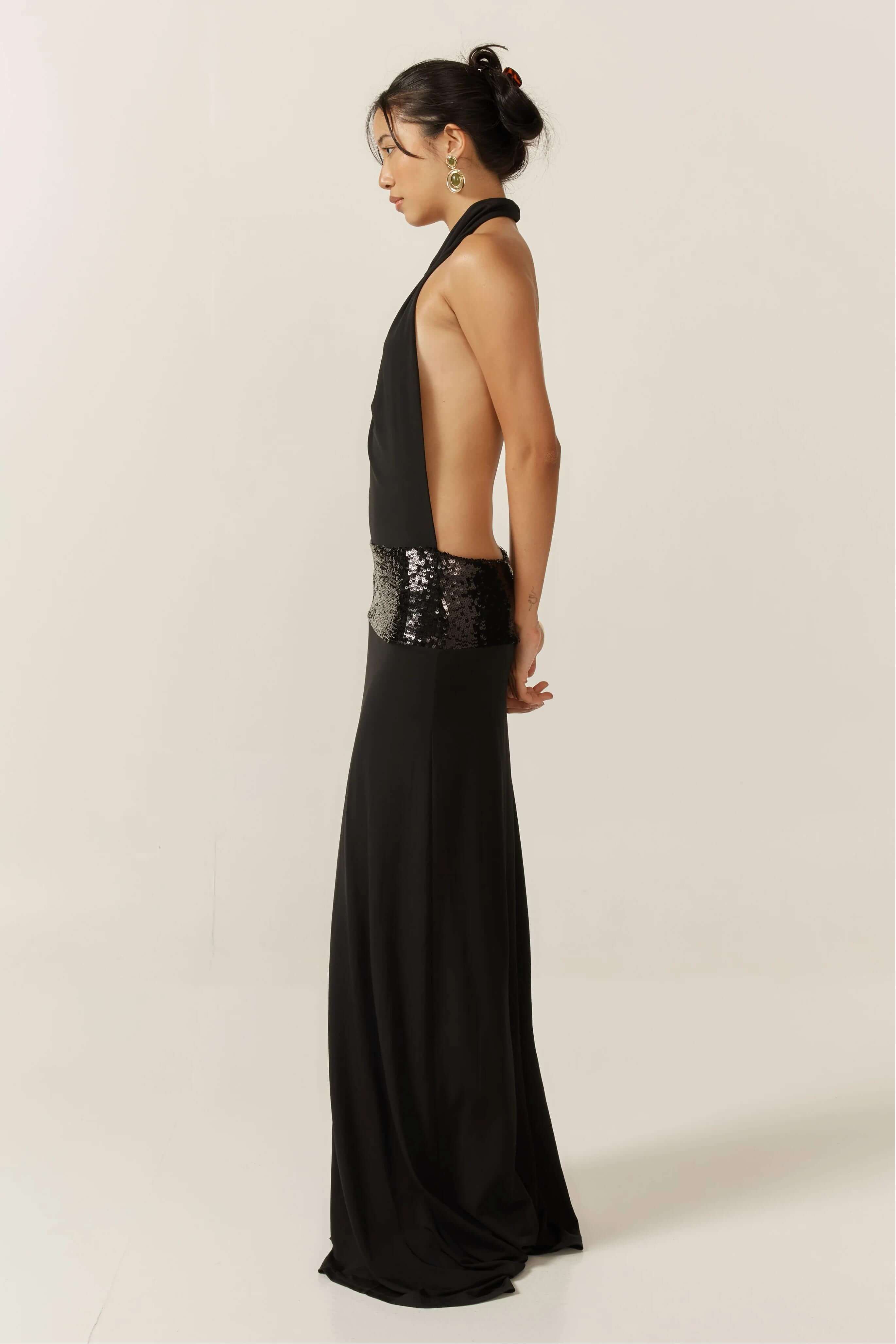 Adele Halter Black Gown-ROVOLE