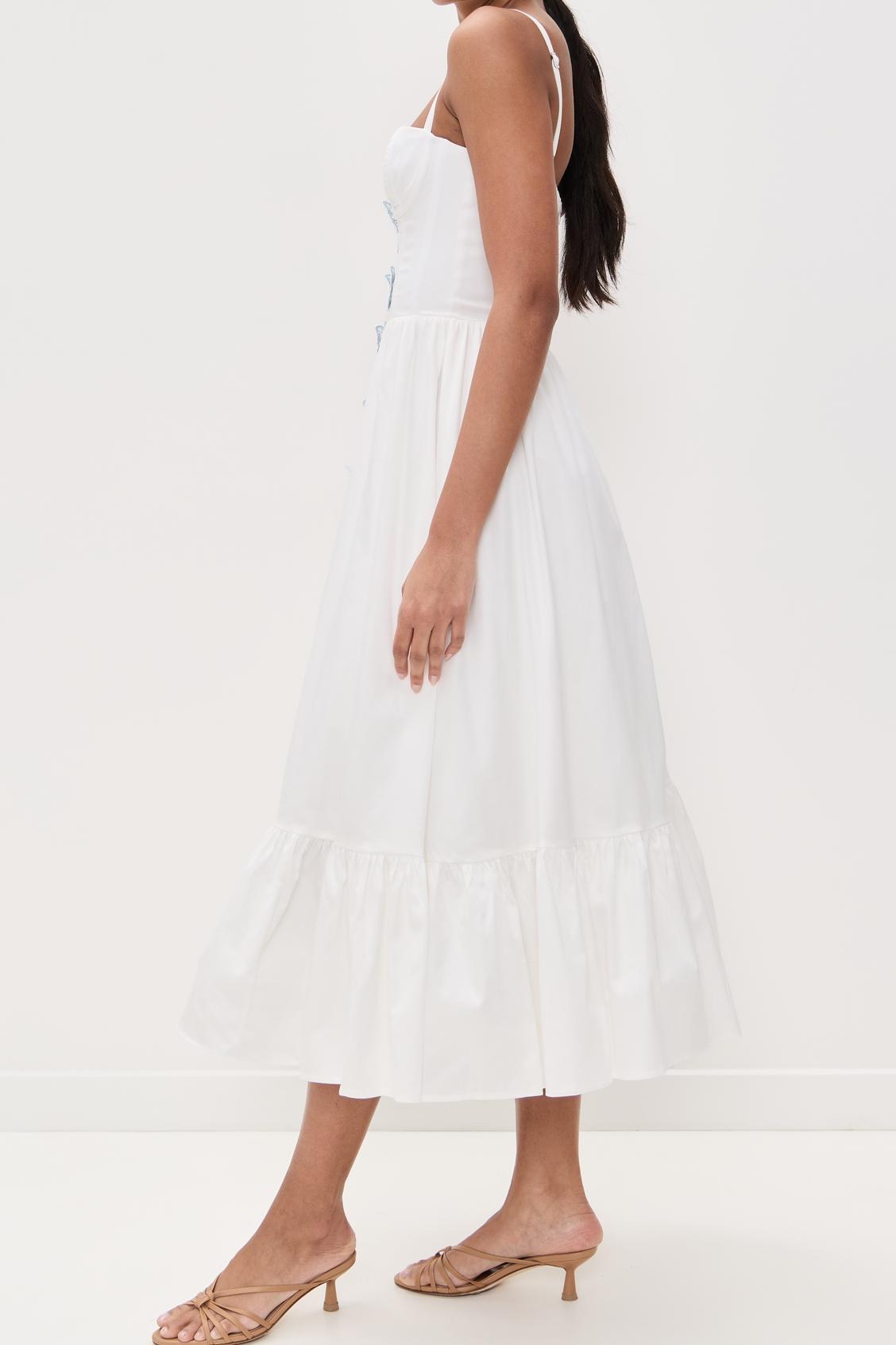 Flutter Poplin Butterfly Midi Dress-ROVOLE