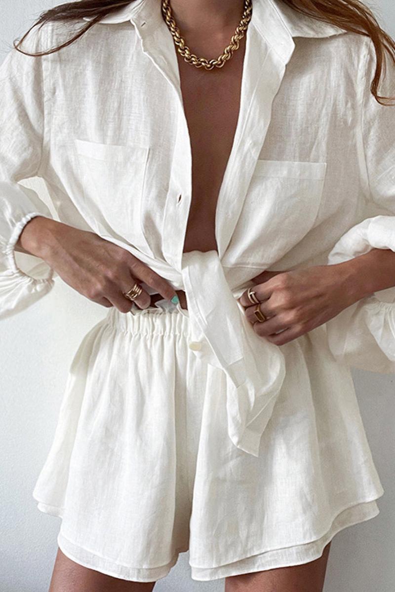 Linen Two Piece Shorts Set-ROVOLE