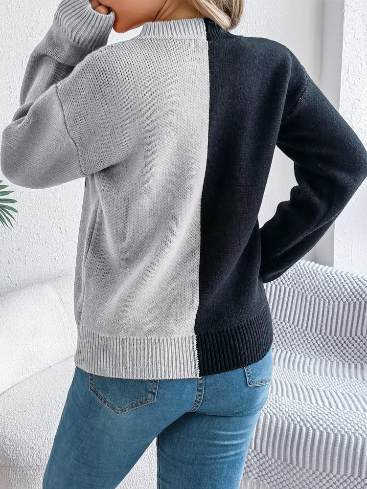 Ghost Pattern Long Sleeve Crew Neck Sweater-ROVOLE