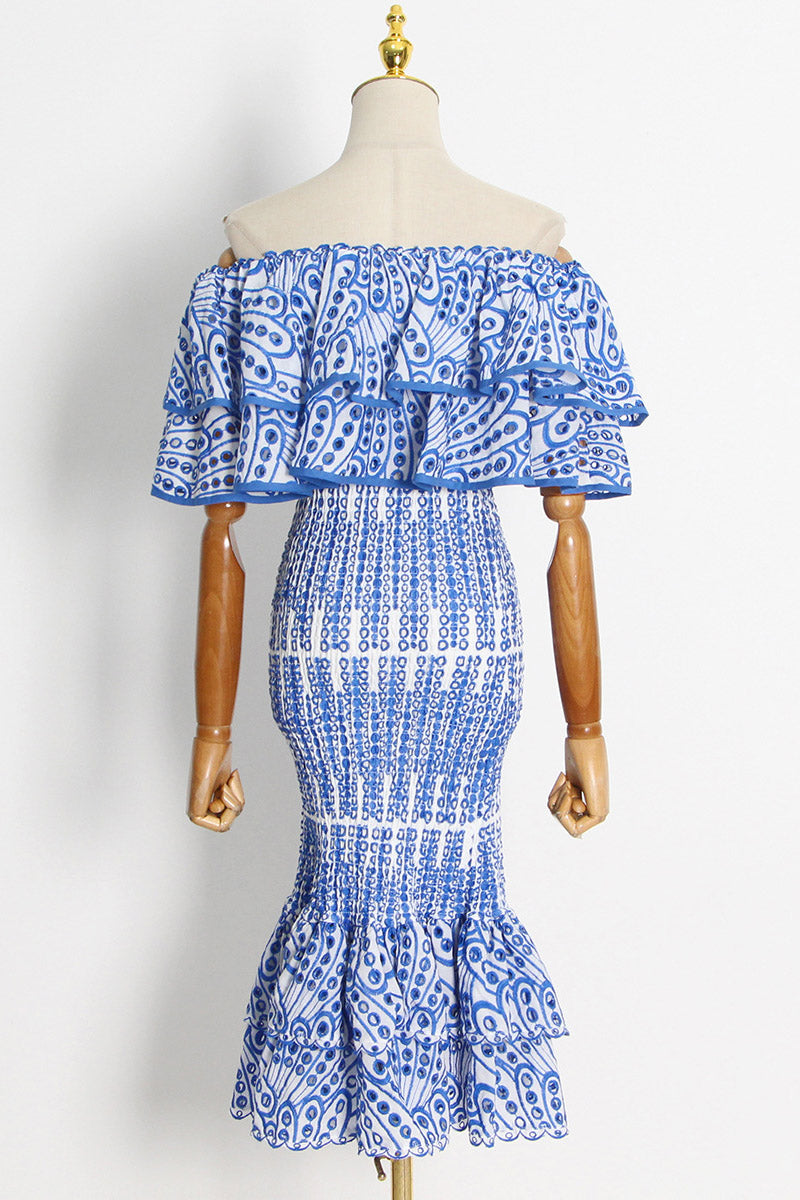 Dolly Embroidered Lace Tiered Ruffle Maxi Dress Set-ROVOLE