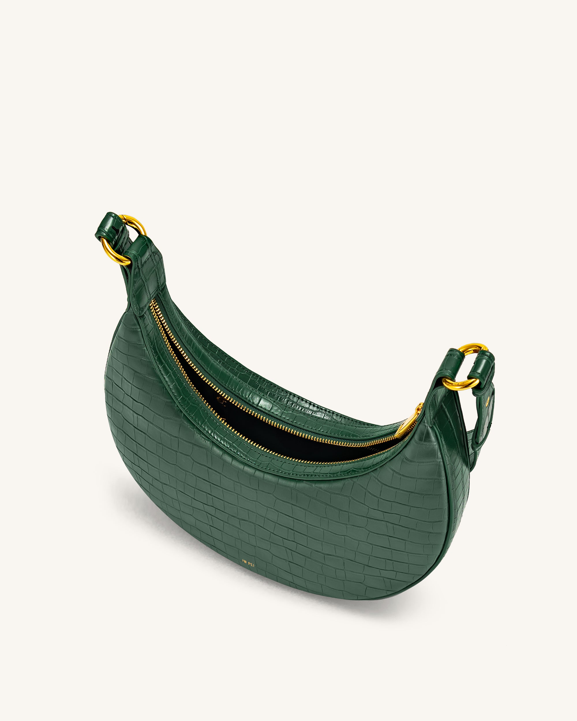 Carly Saddle Bag - Dark Green Croc-ROVOLE