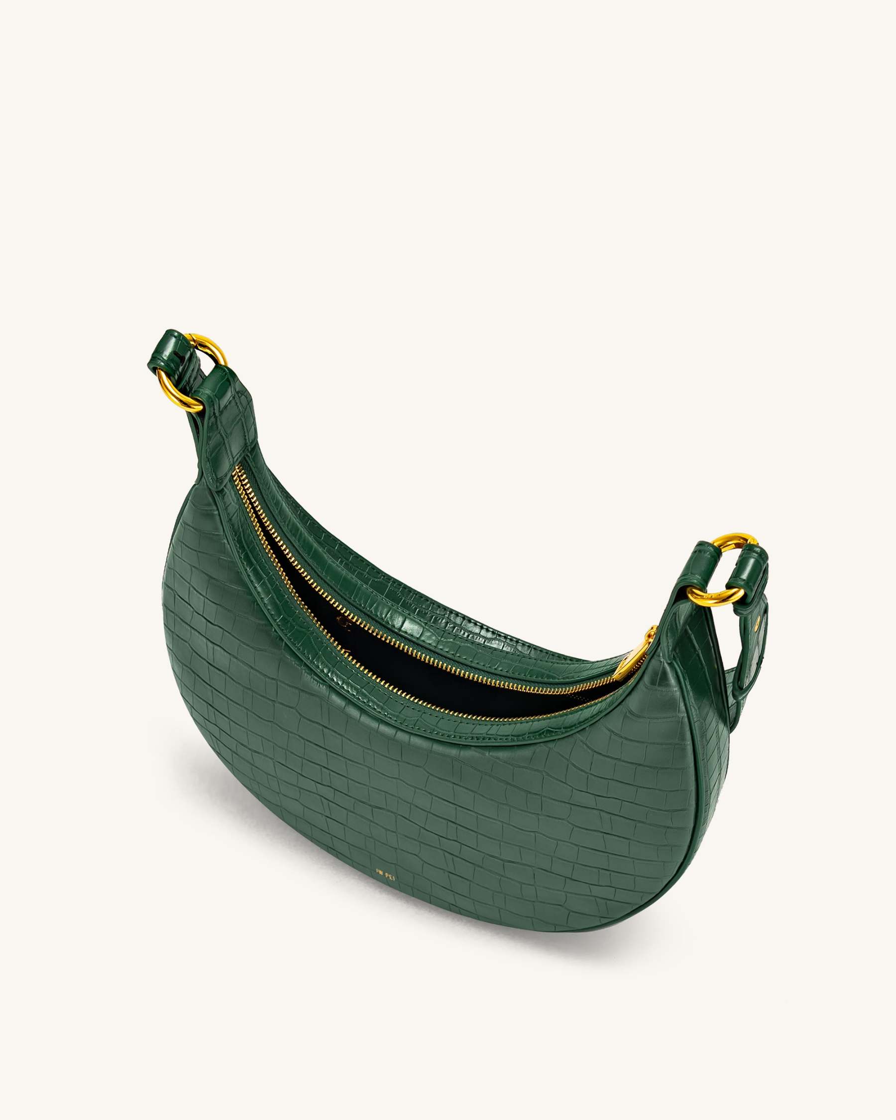 Carly Saddle Bag - Dark Green Croc-ROVOLE