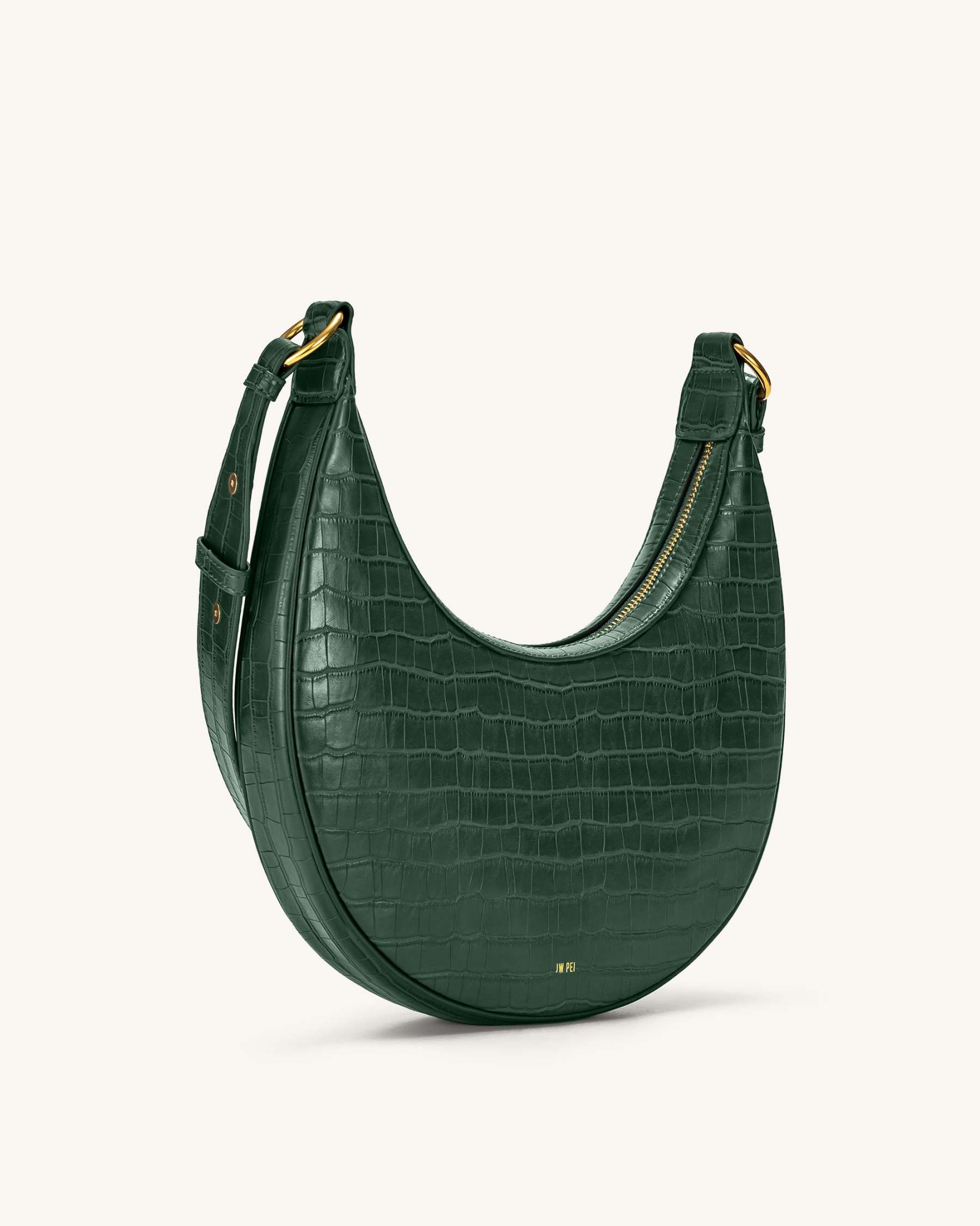 Carly Saddle Bag - Dark Green Croc-ROVOLE