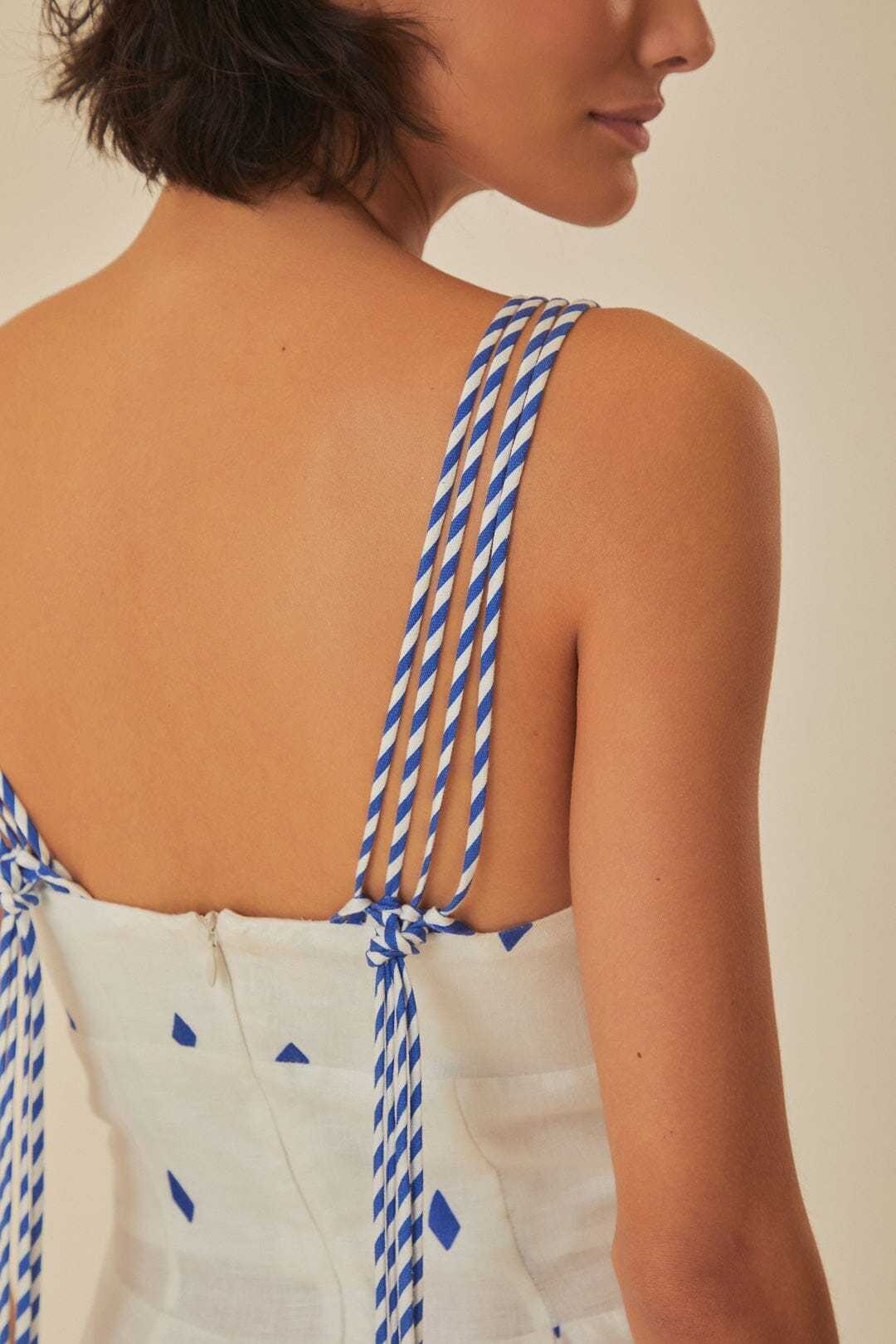 Graphic fishes premium linen maxi dress