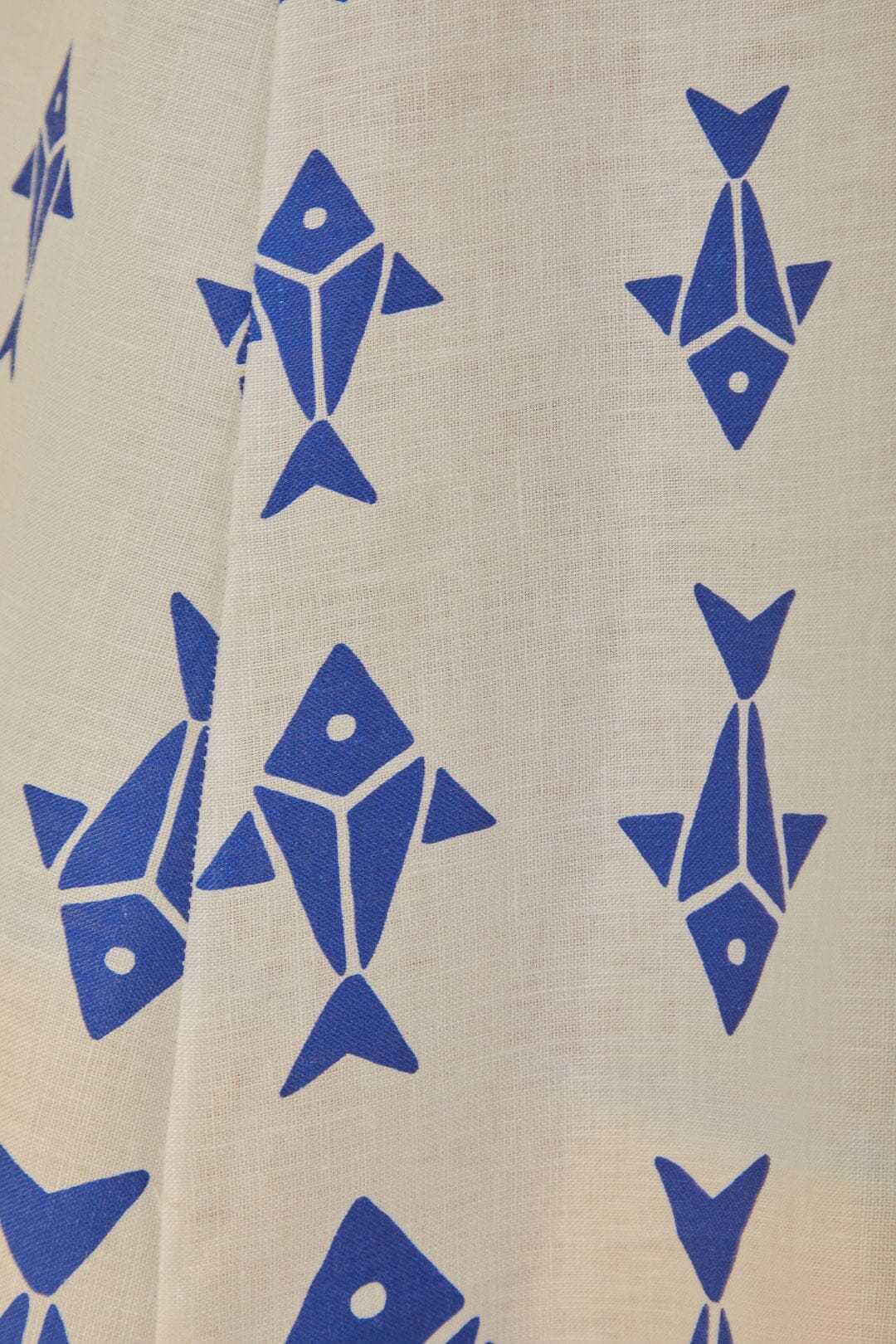 Graphic fishes premium linen maxi dress