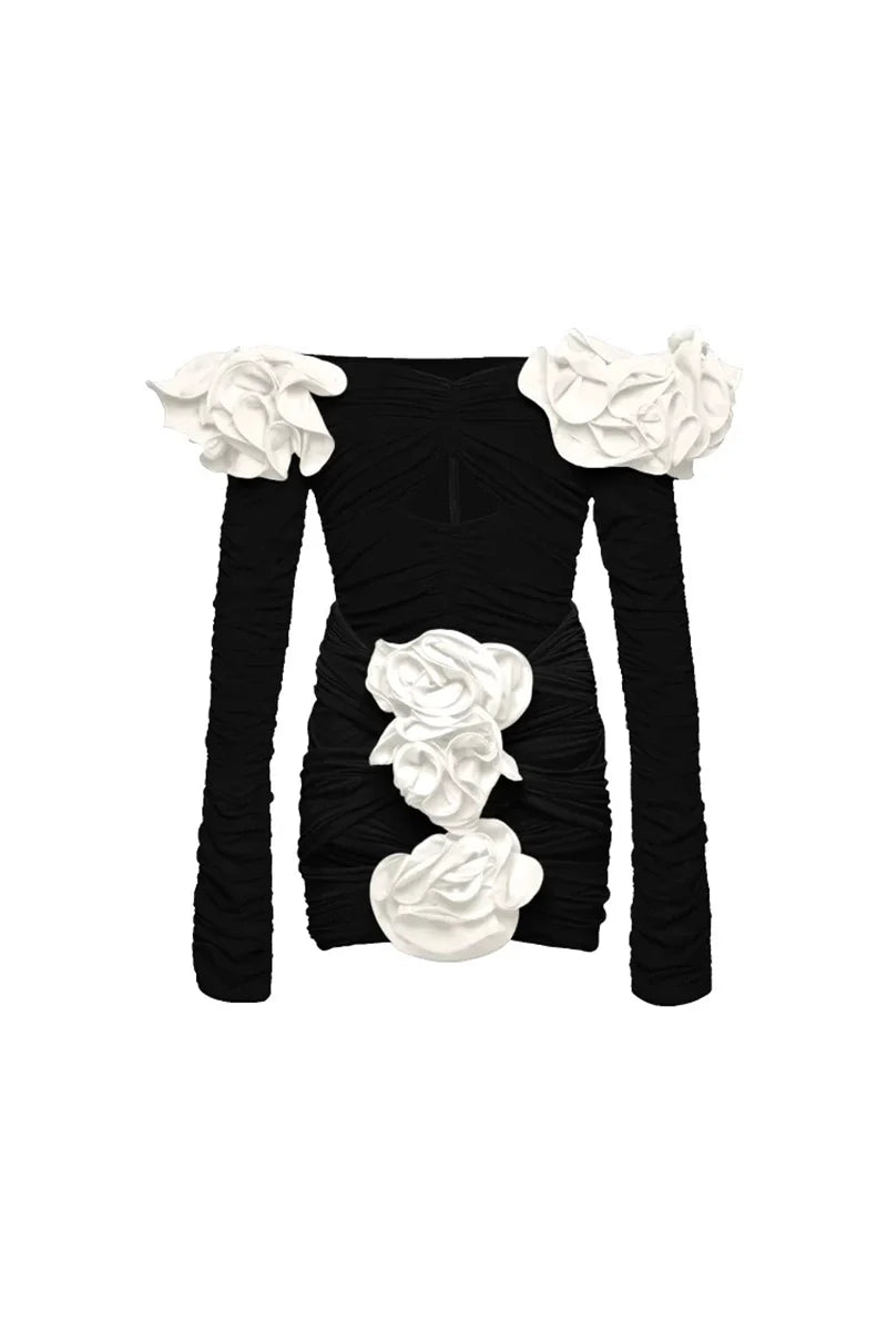 3D Floral Black Swimsuit Set-ROVOLE