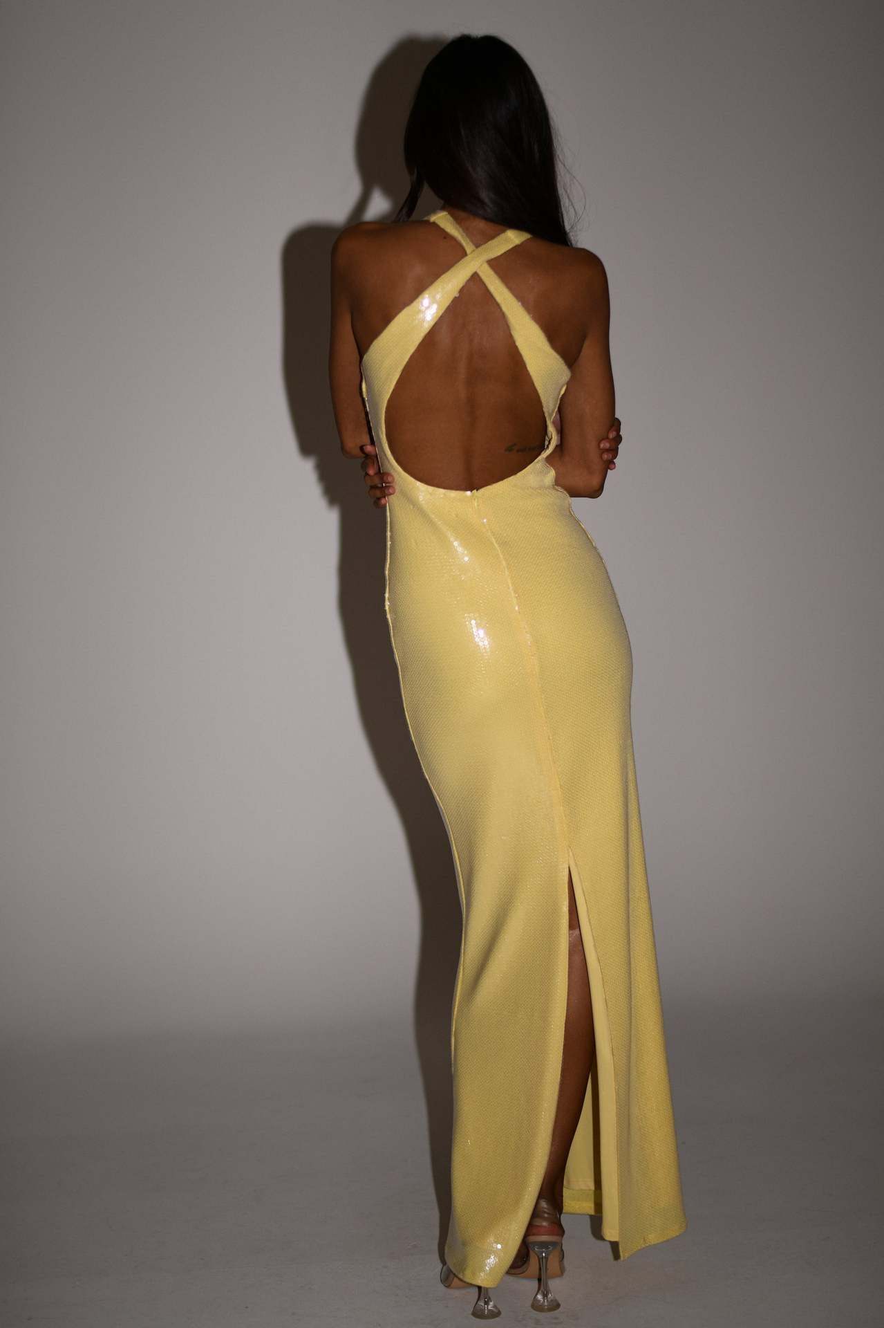Sexy Cut-Out Halter High Slit Maxi Dress-ROVOLE
