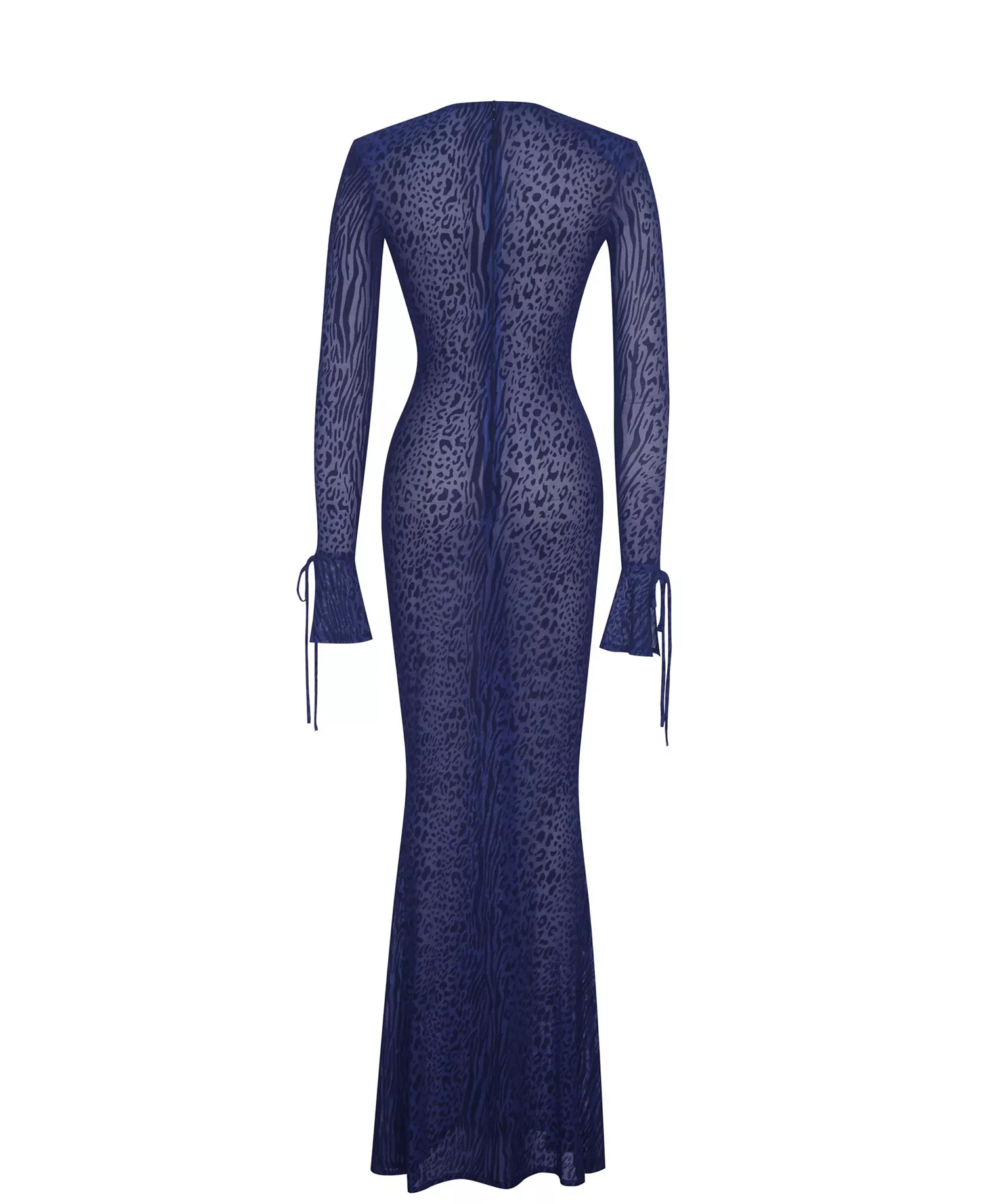 Women's Ilyse Navy V-Neck Plunge Animal Print Mermaid Hem Maxi Dress