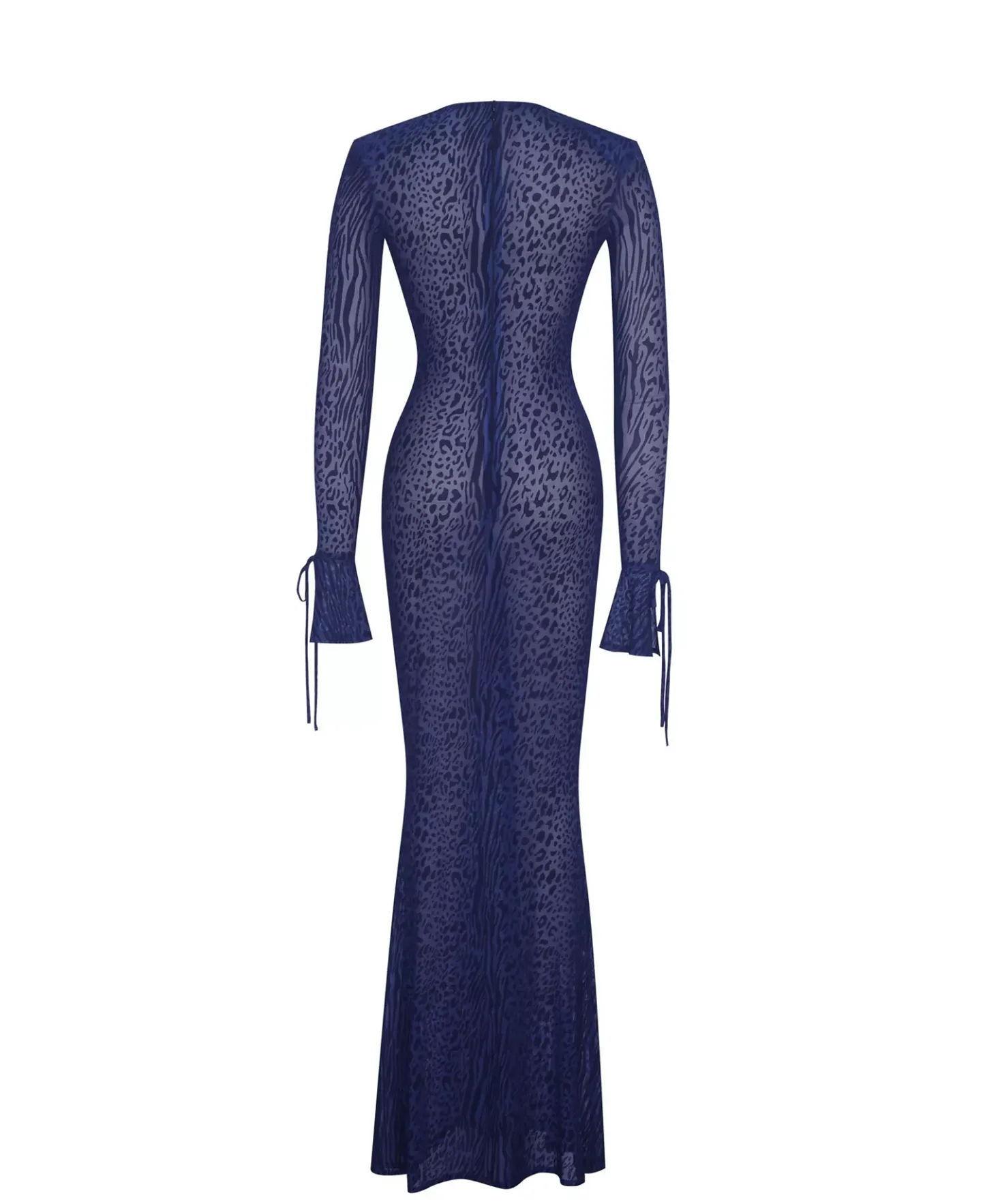 Women's Ilyse Navy V-Neck Plunge Animal Print Mermaid Hem Maxi Dress