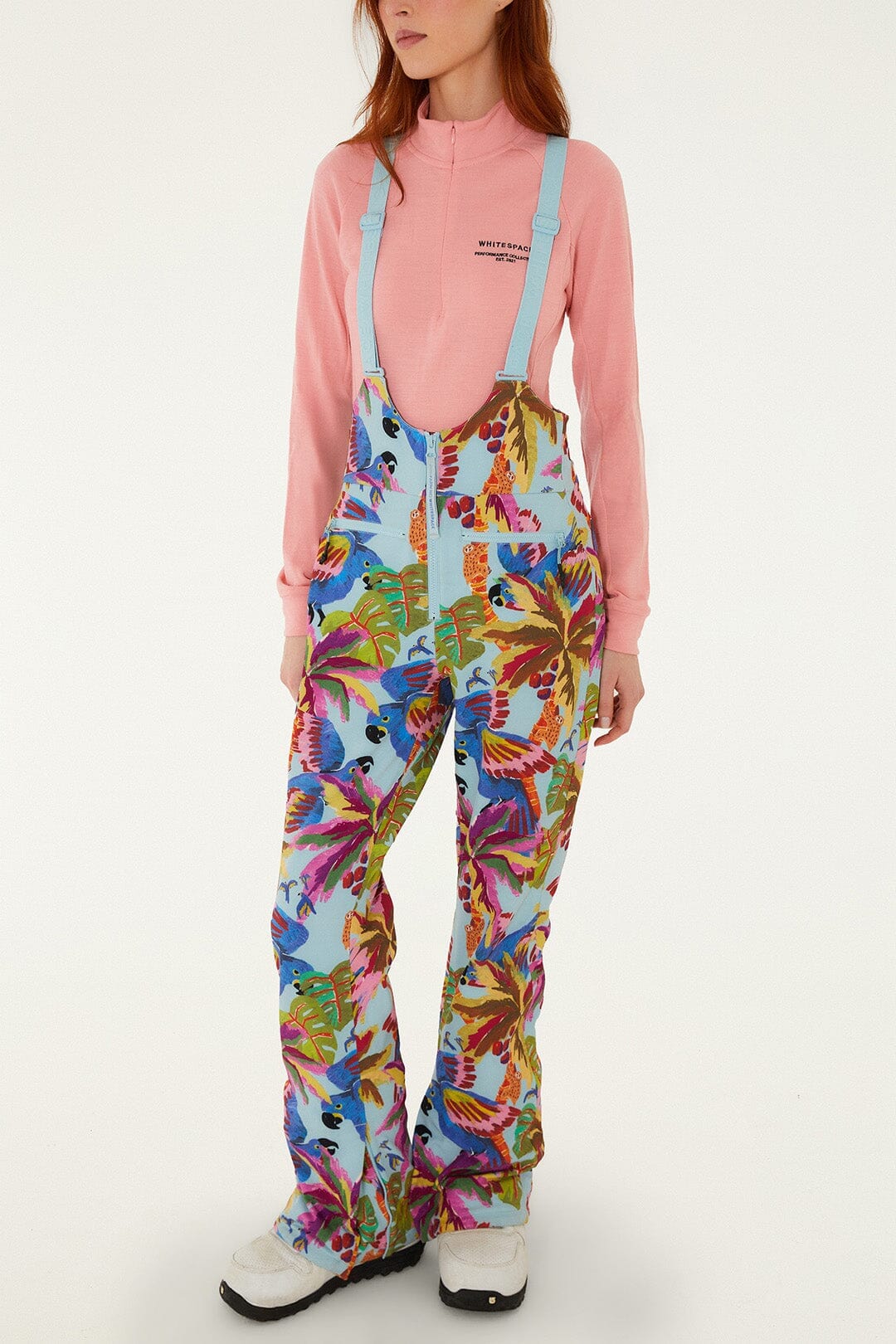 Blue macaw hooded puffer ski jacket