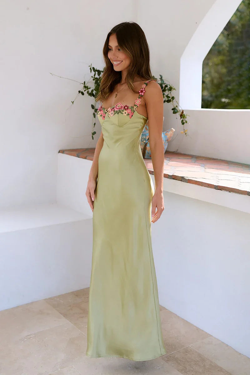 Aurora Maxi Dress - Lime-ROVOLE