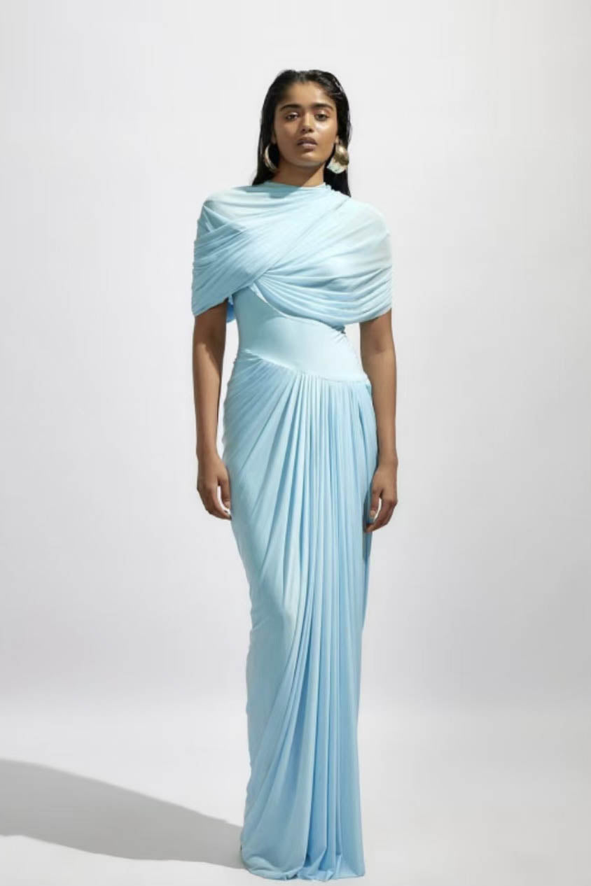 Cloud Drape Ruched Wrap Maxi Dress-ROVOLE