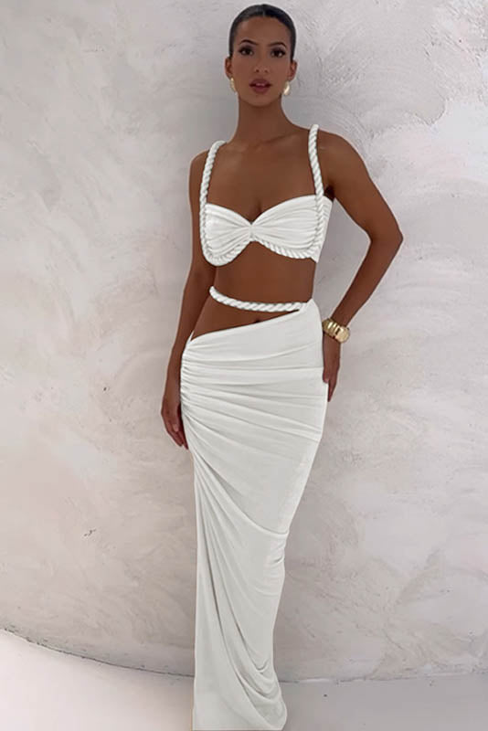 Sea Breeze Halter Bikini & Skirt Set-ROVOLE