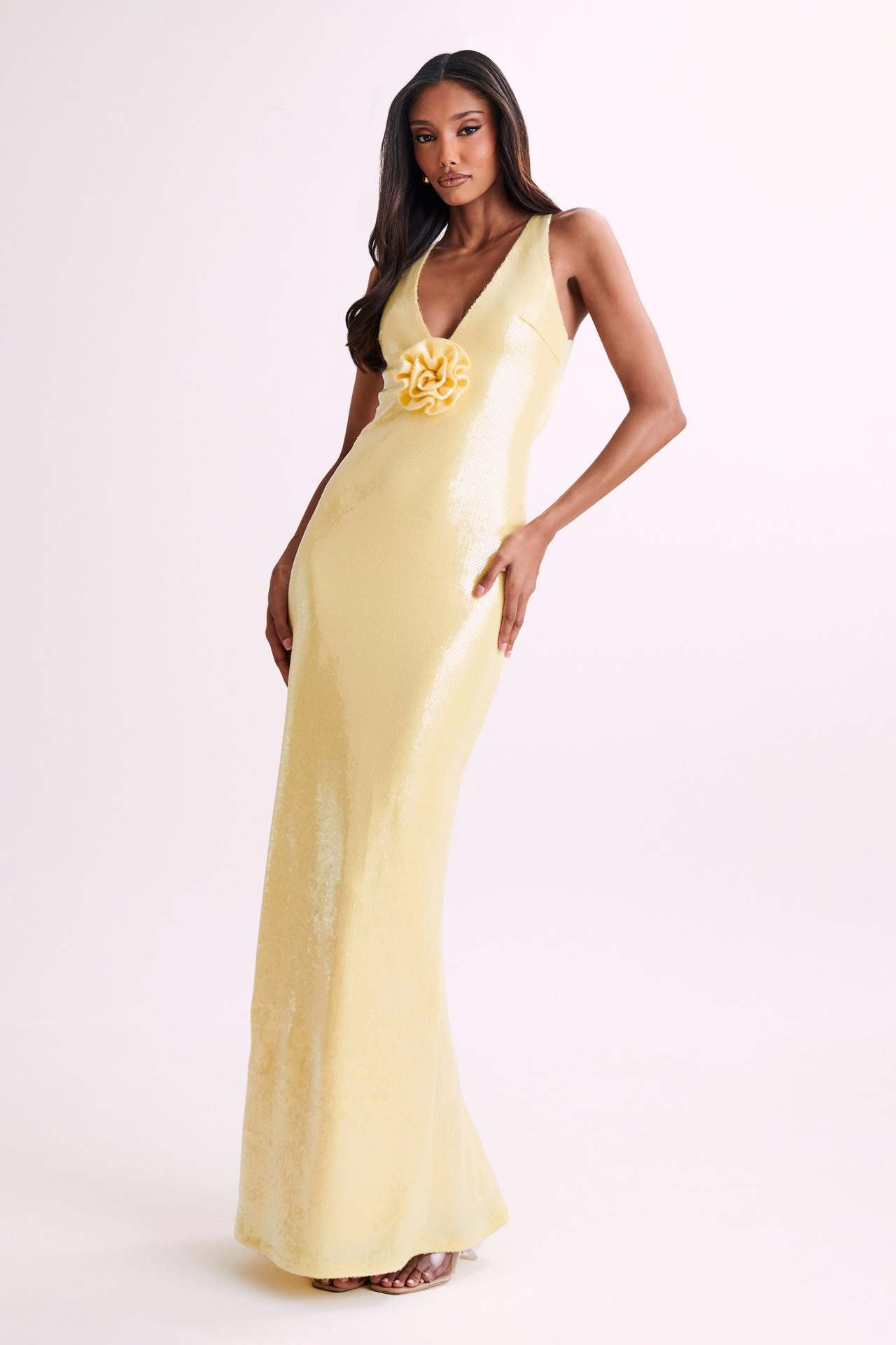 Sexy Cut-Out Halter High Slit Maxi Dress-ROVOLE