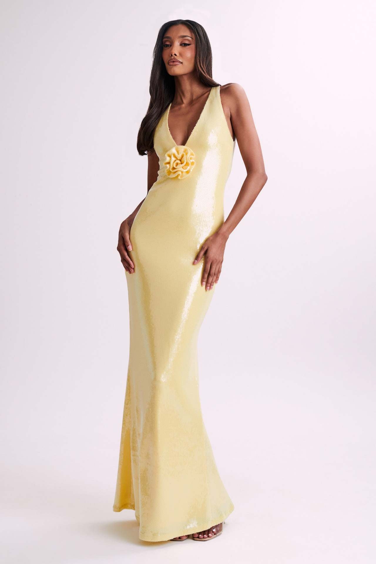 Sexy Cut-Out Halter High Slit Maxi Dress-ROVOLE