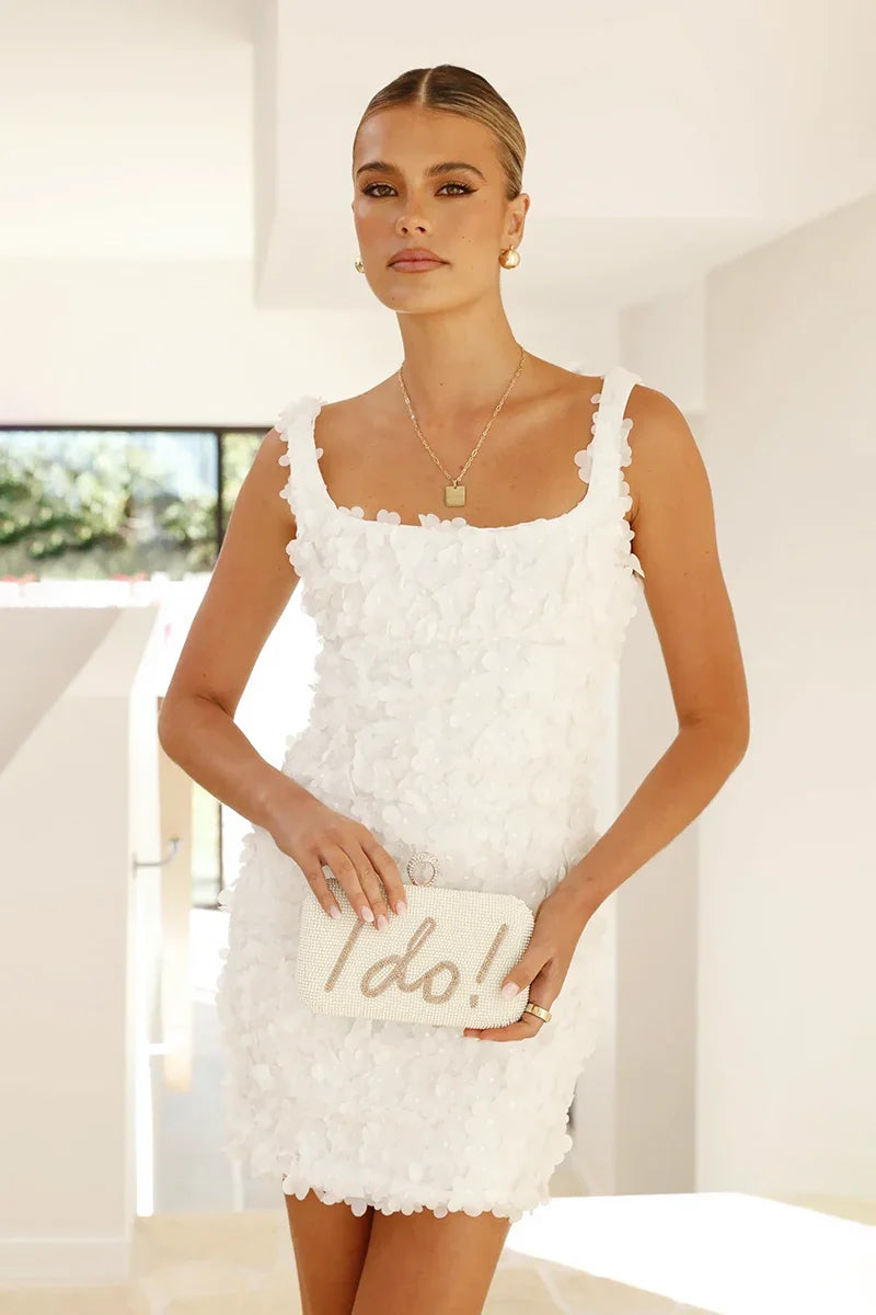 I DO Sequin Clutch - Gold/White-ROVOLE