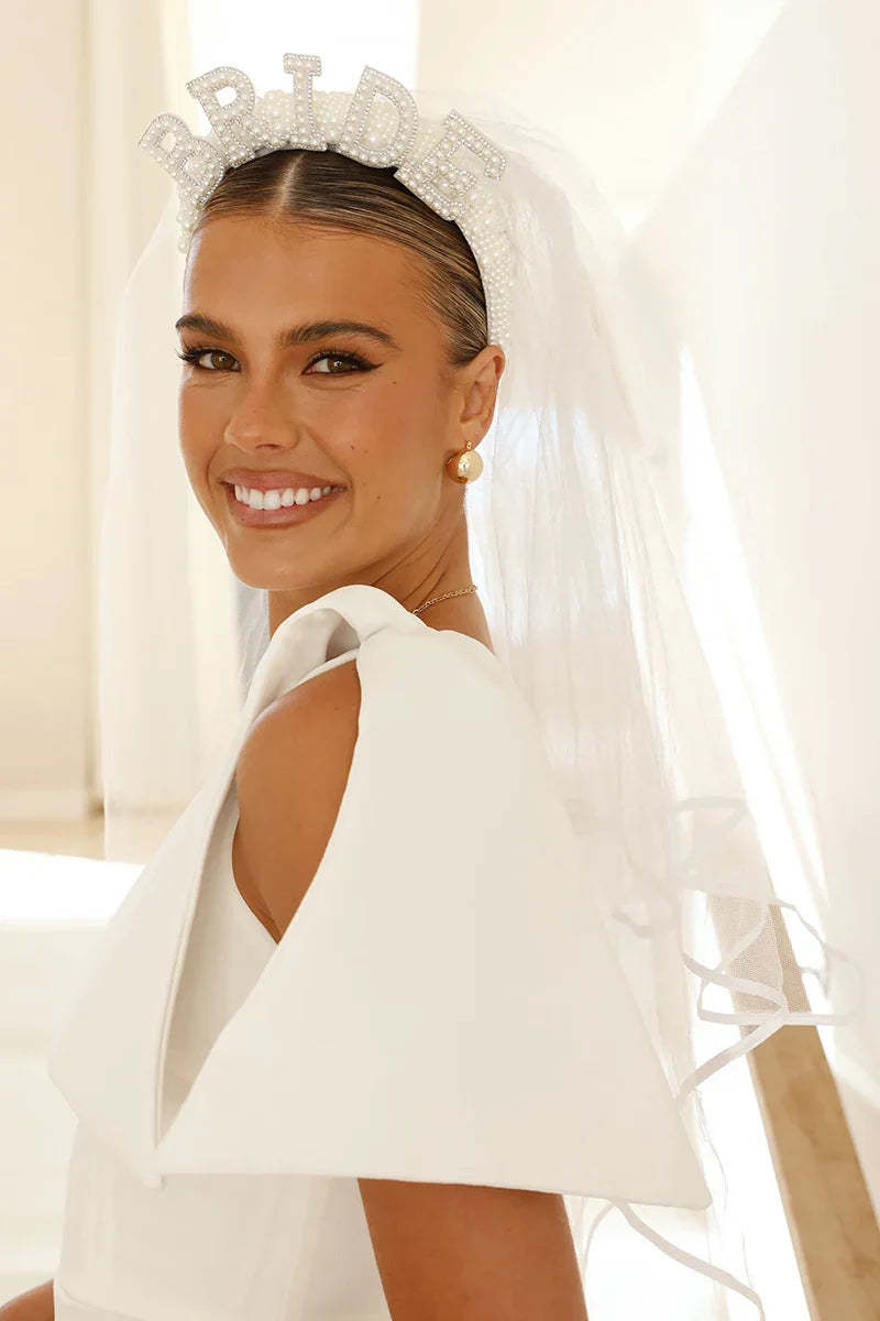 Bride To Be Veil - White-ROVOLE