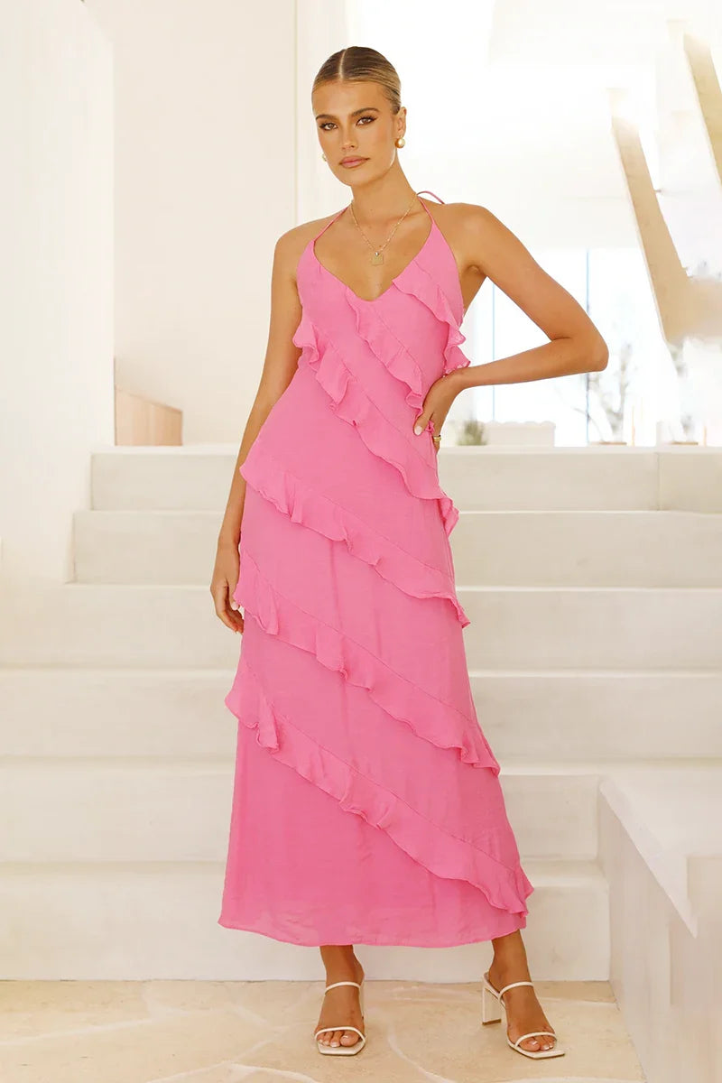 Sophia Maxi Dress - Hot Pink-ROVOLE
