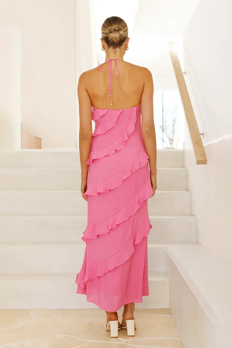 Sophia Maxi Dress - Hot Pink-ROVOLE