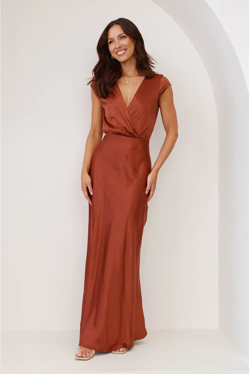 Selma Maxi Dress - Rust-ROVOLE