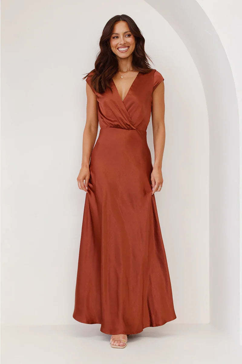 Selma Maxi Dress - Rust-ROVOLE