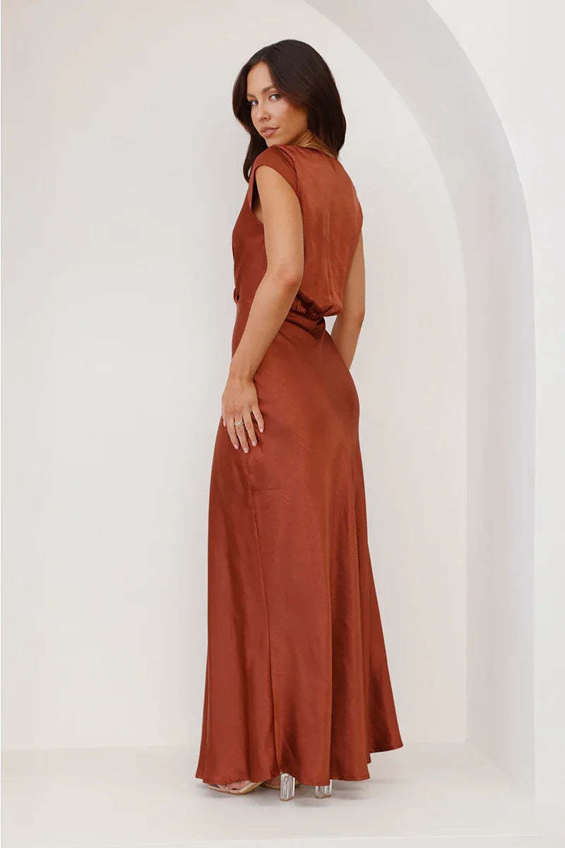 Selma Maxi Dress - Rust-ROVOLE