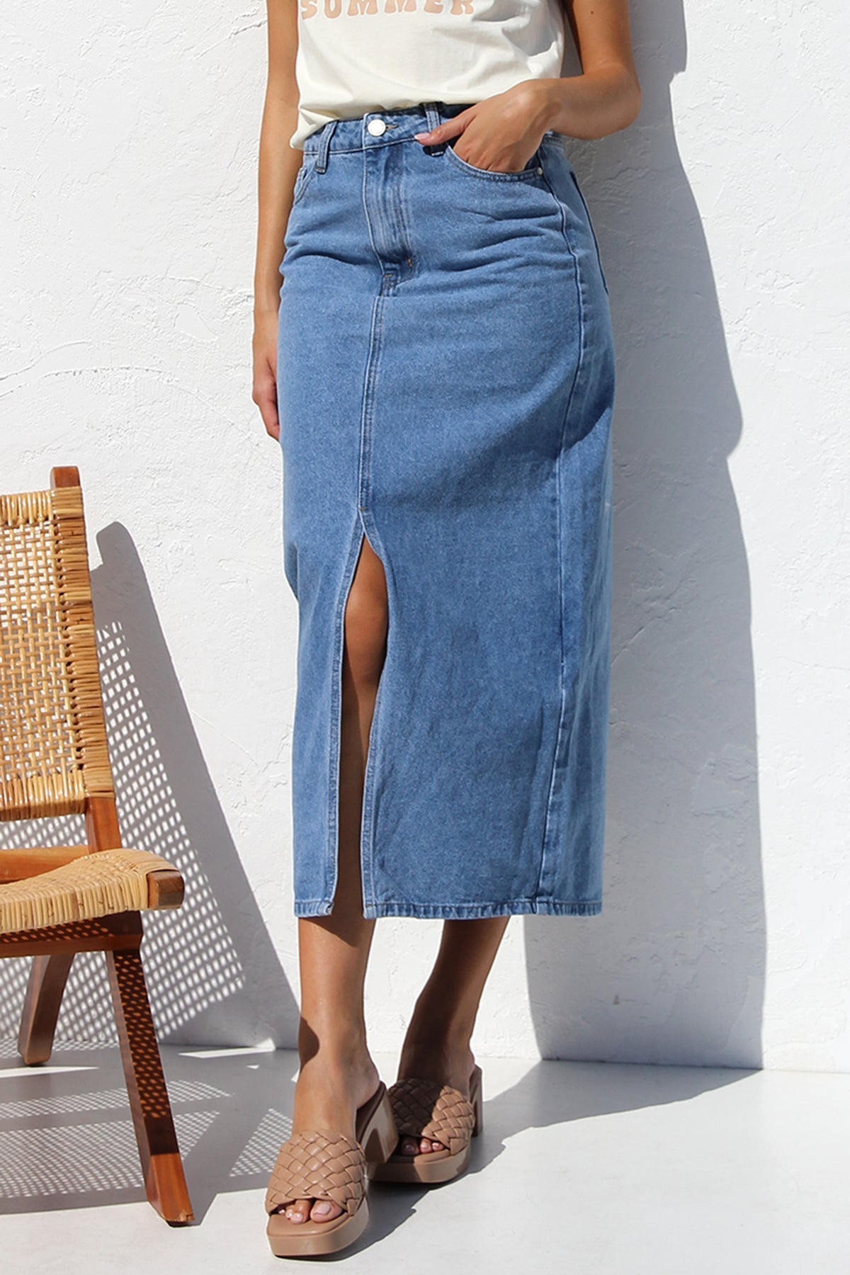April Denim Skirt-ROVOLE