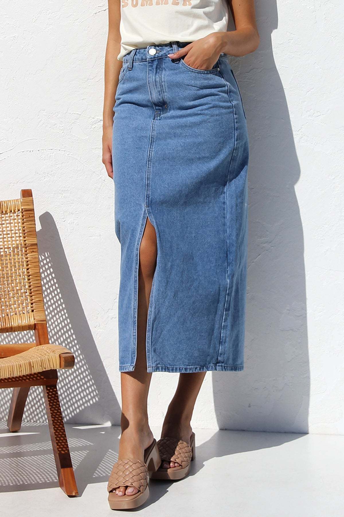 April Denim Skirt-ROVOLE