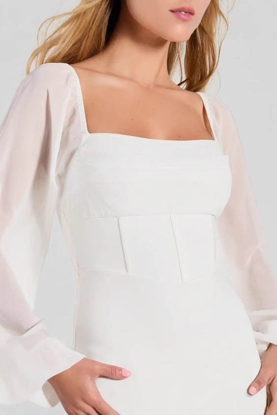 Playful in White Mini Dress-ROVOLE