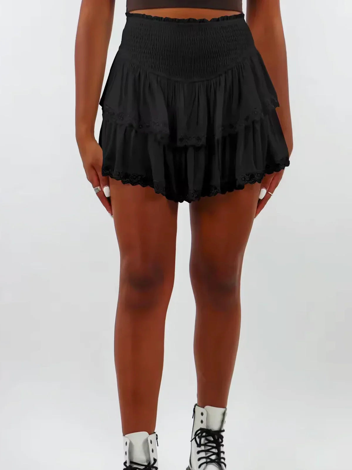 Oversized Knit Batwing Sweater & Ruffled Mini Skirt Set-ROVOLE