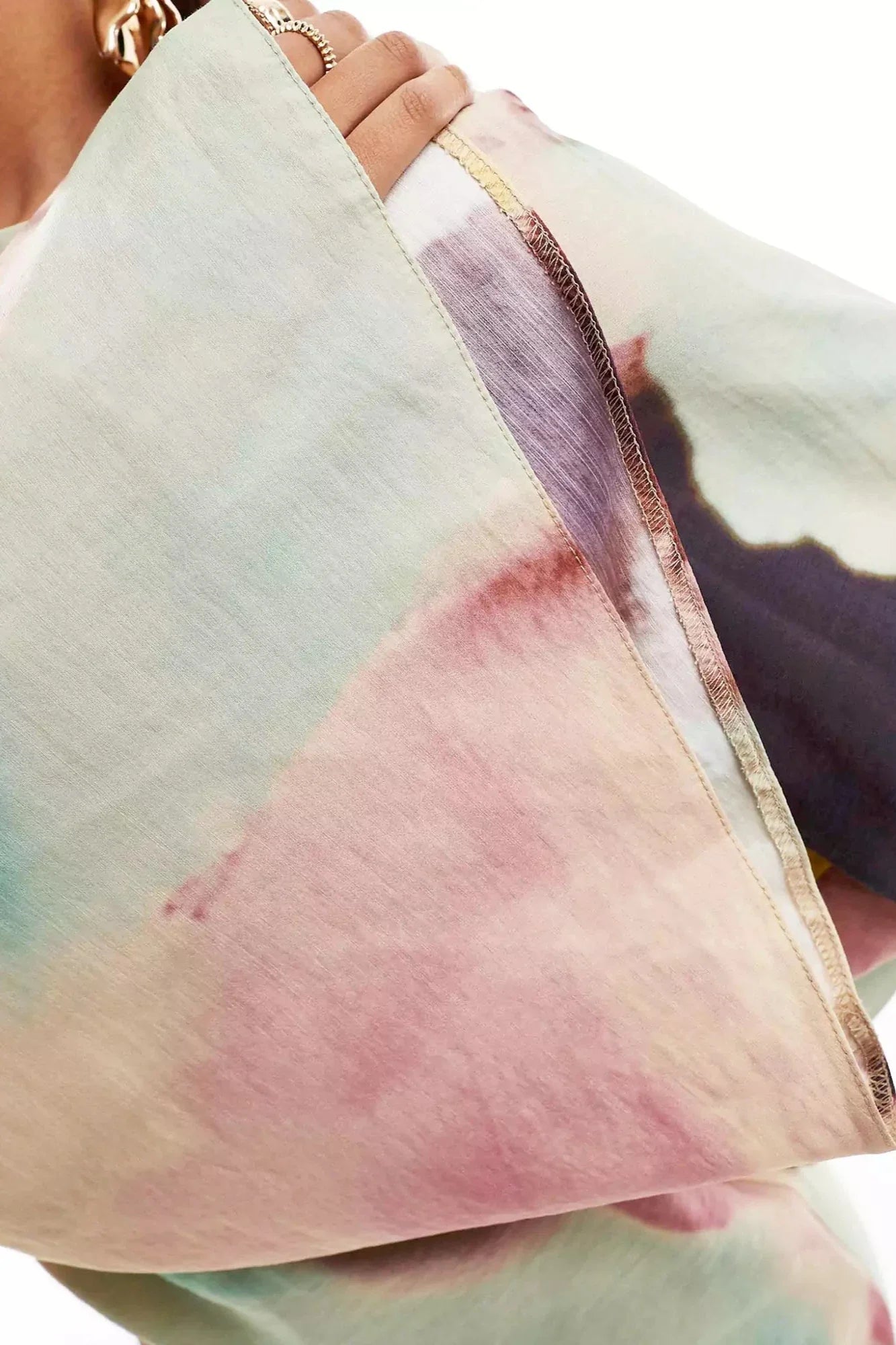 Abstract Watercolor Print Ultra-Long Dress-ROVOLE