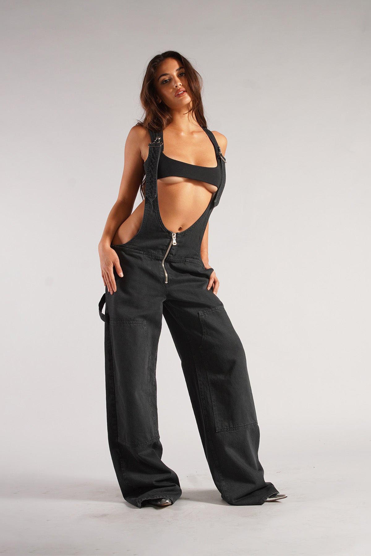 Chic Utility Denim Jumpsuit-ROVOLE