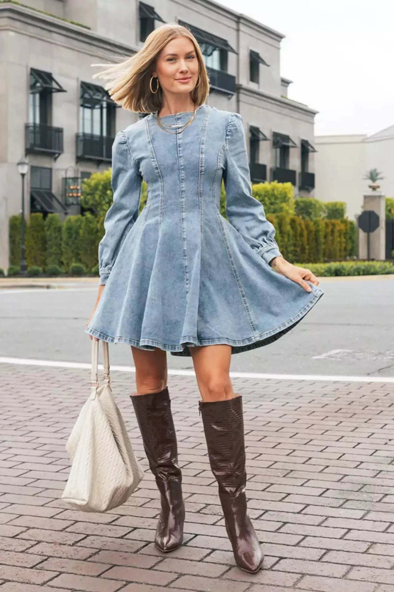 Denim Darling Mini Dress-ROVOLE