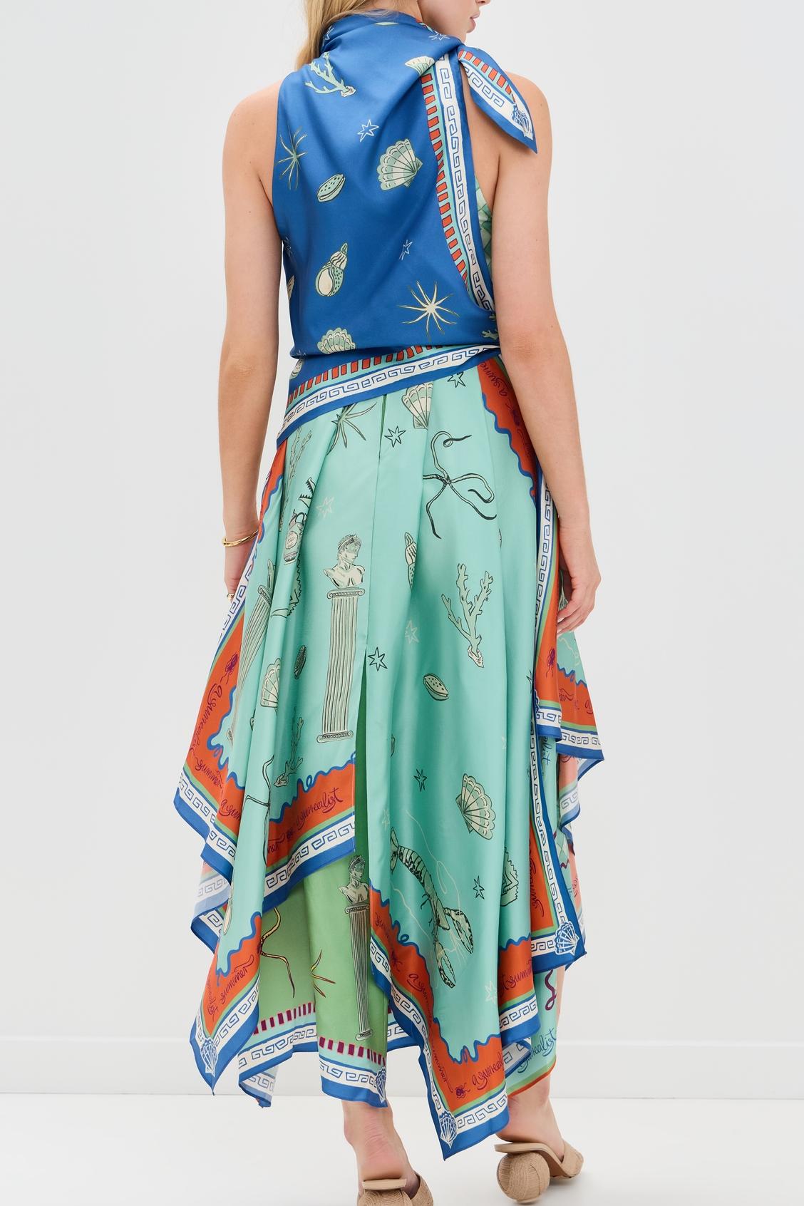 Surrealist Summer Scarf Midi Dress-ROVOLE