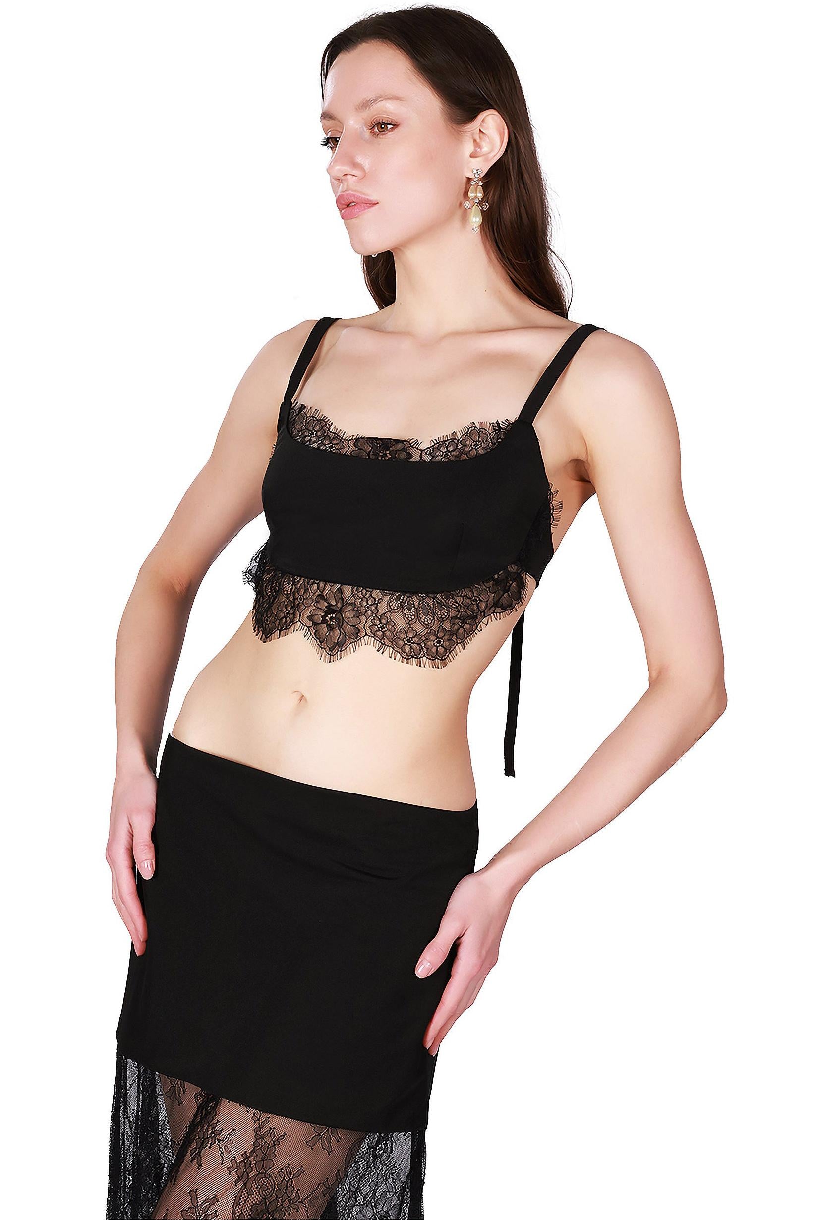 Black Lace Skirt Set-ROVOLE