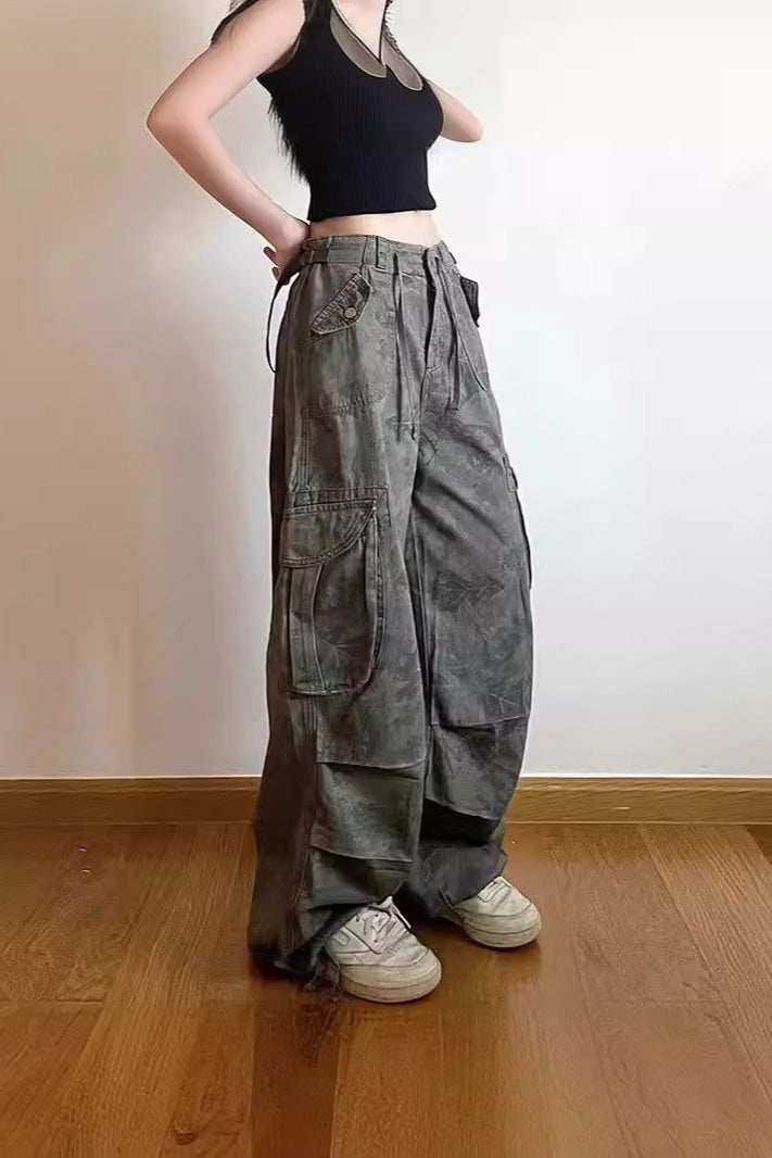 Slimming Camouflage Cargo Denim Pants-ROVOLE
