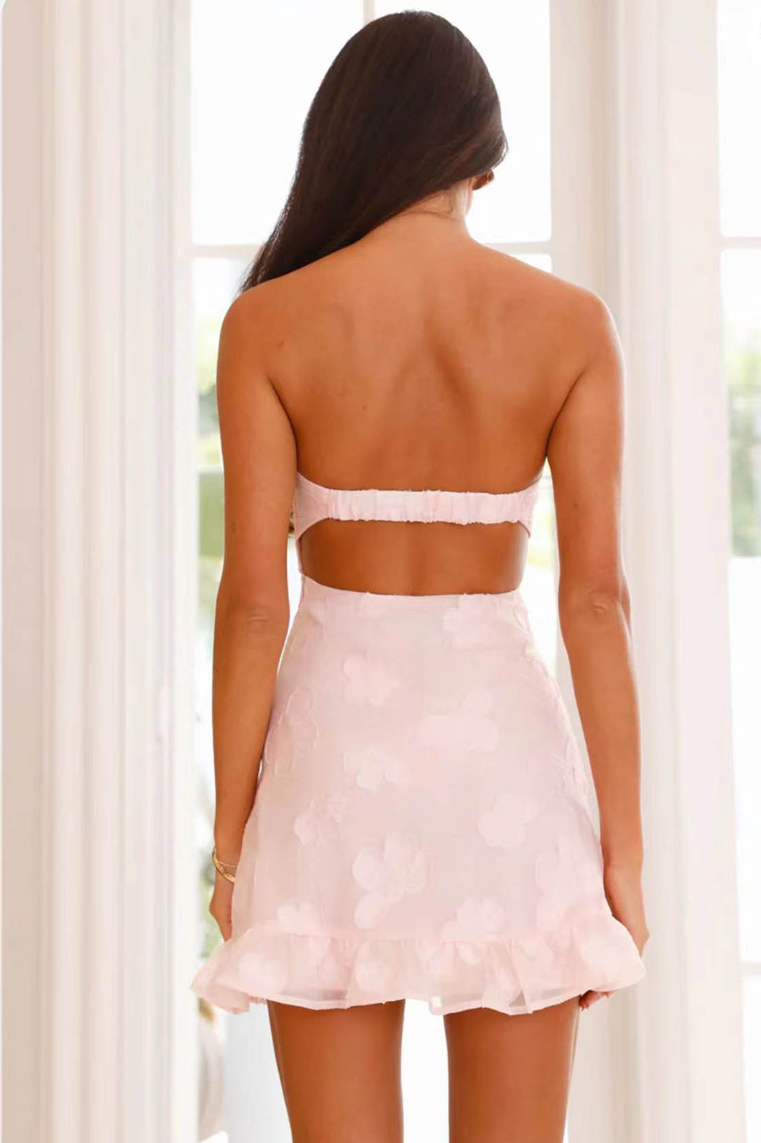 Vintage Bloom Strapless Mini Dress-ROVOLE