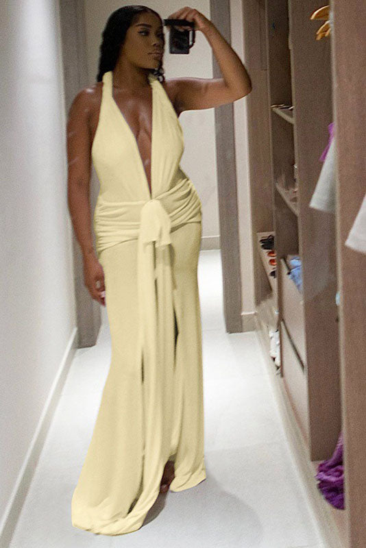 Summer New Slim Fit Tie-Backless Maxi Dress-ROVOLE