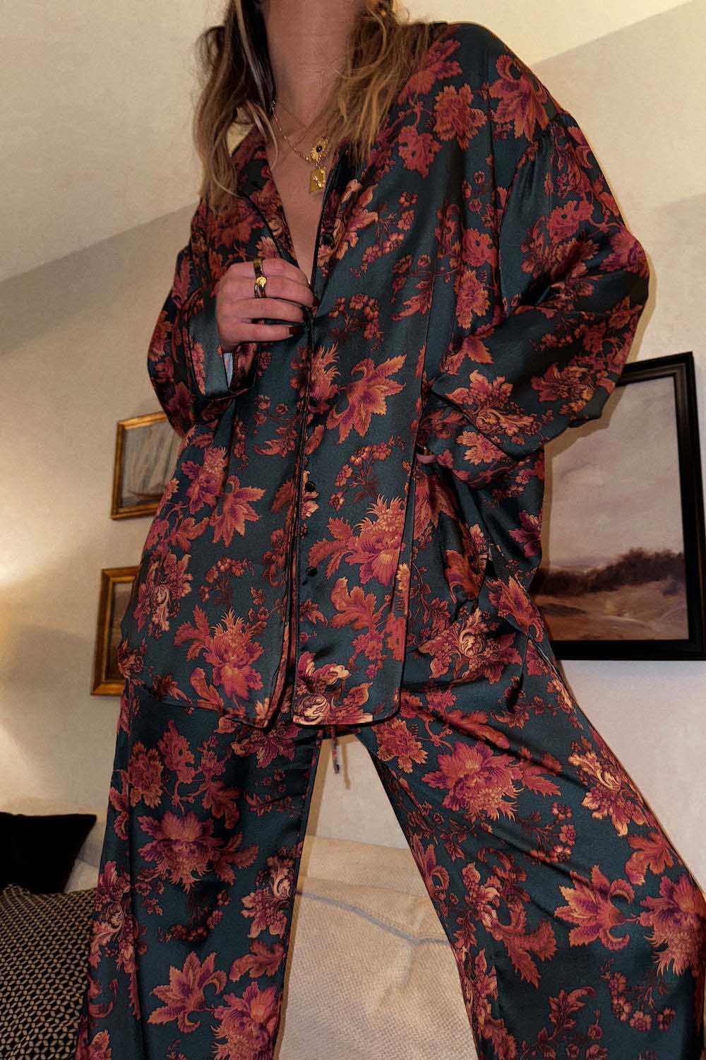 Floral Satin Pajama Set-ROVOLE
