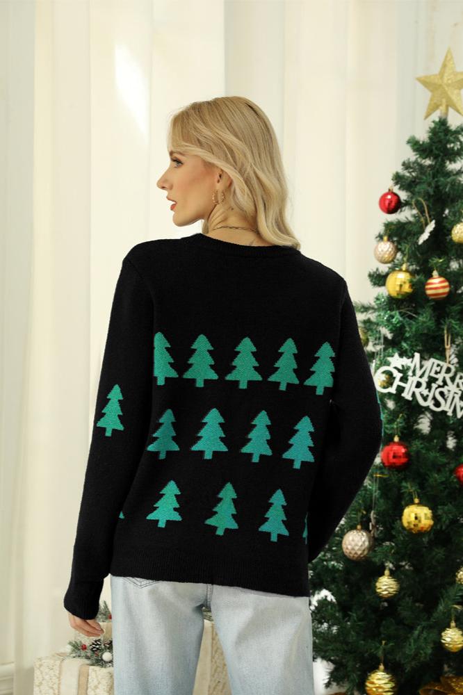 Sparkling Sequin Christmas Tree Knit Sweater-ROVOLE