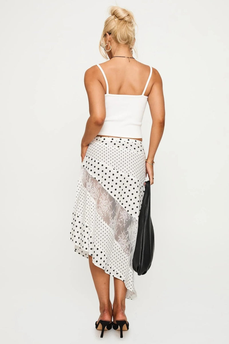 Rennar Midi Skirt White /Polka Dot-ROVOLE