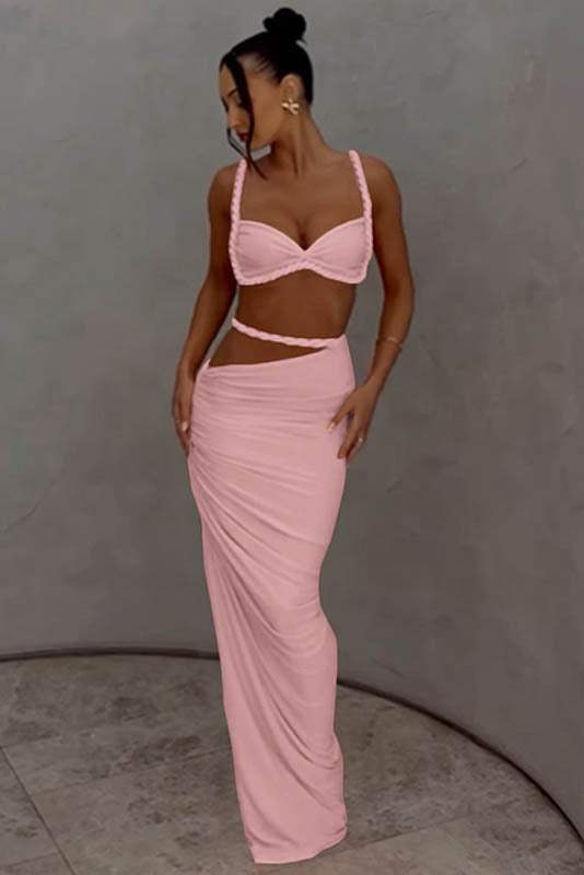 Apricot Breeze Skirt Set-ROVOLE