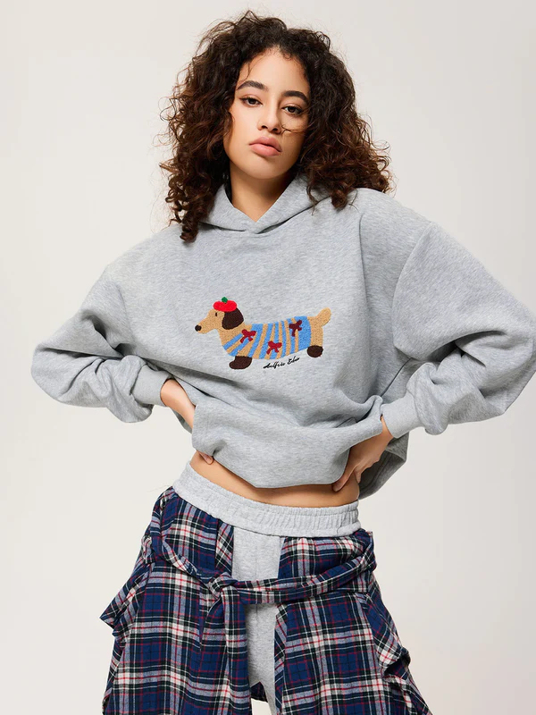 Embroidery Puppy Baaggy Barrel Sweatpants