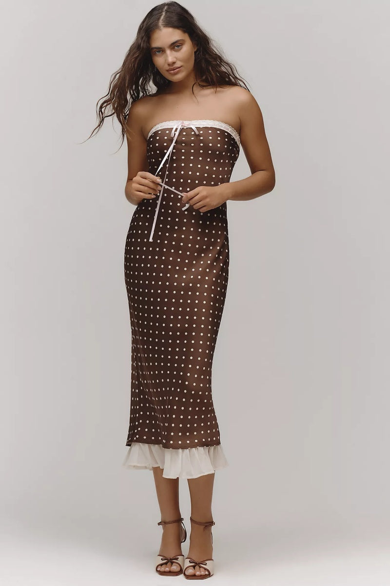 Daisy Mae Strapless Midi Dress-ROVOLE