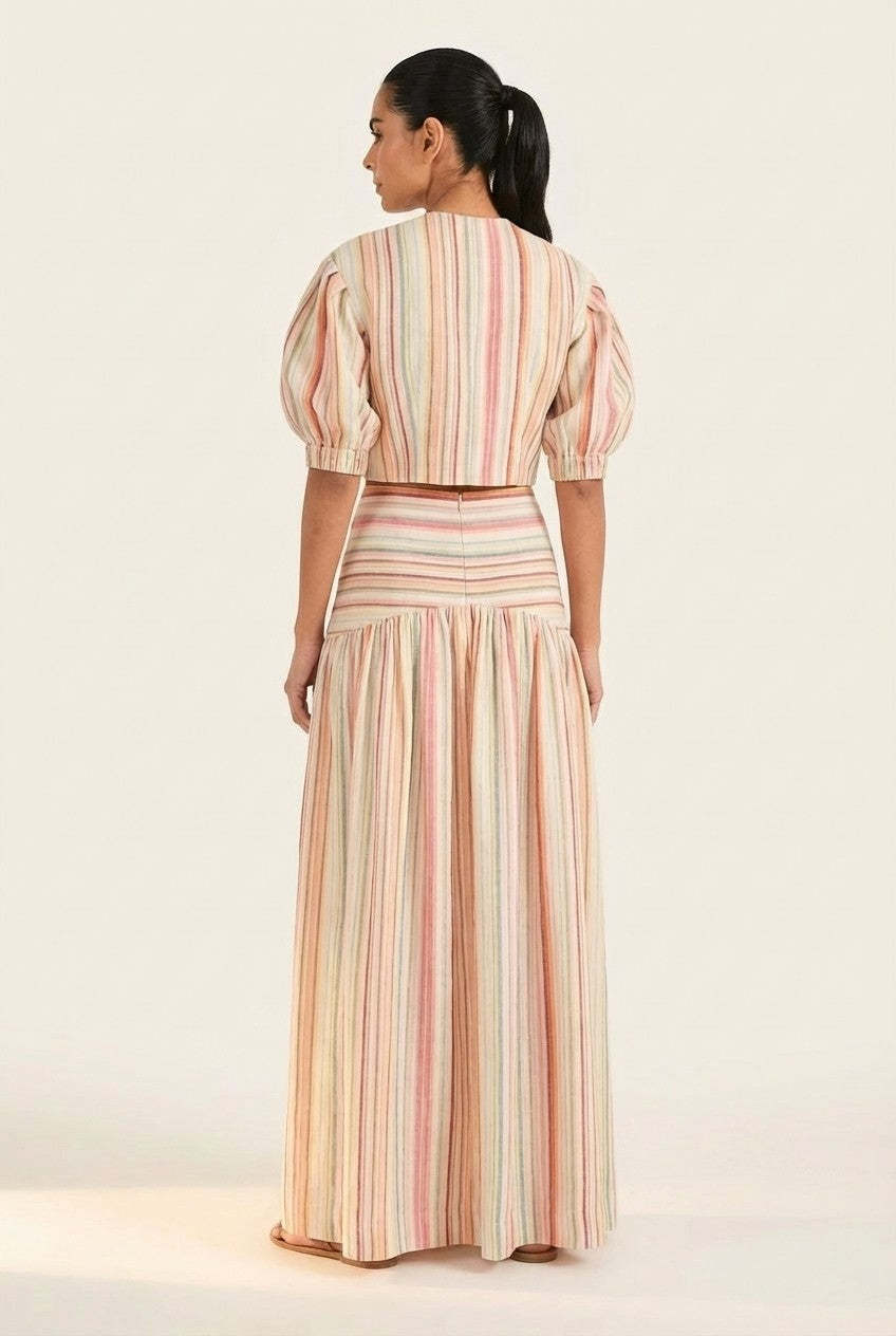 Coastal Heiress Striped Linen Co-Ord Set
