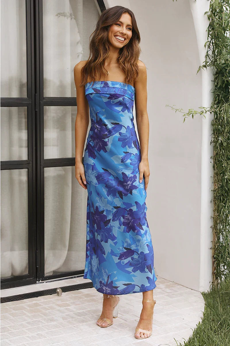 Miya Maxi Dress - Blue Floral-ROVOLE